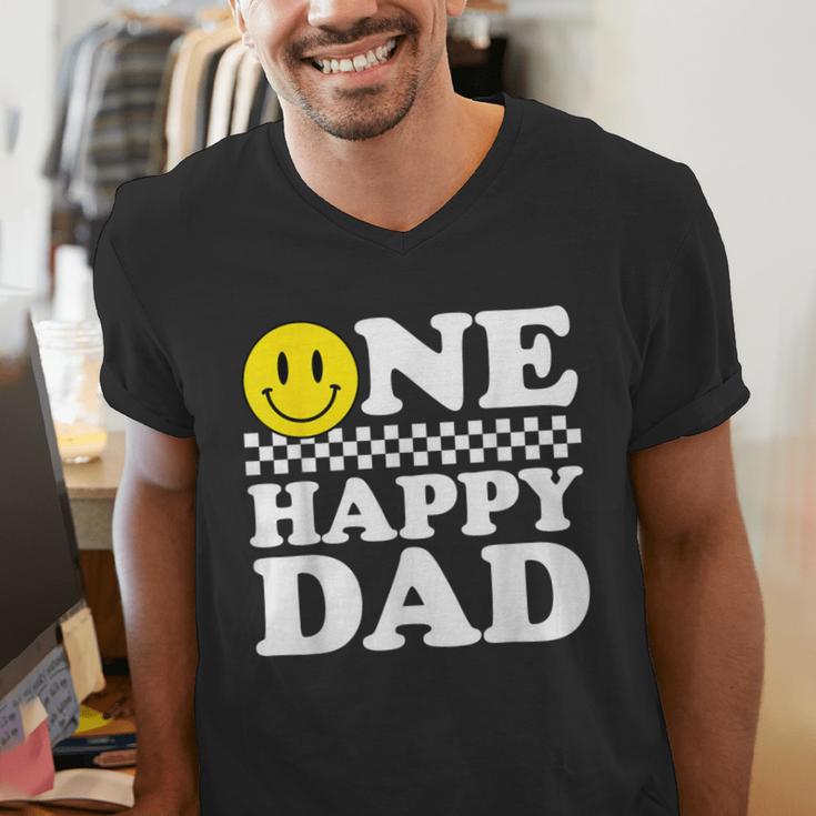 One Happy Dude Dad 1st Birthday Family Matching Men's V-Neck T-Shirt