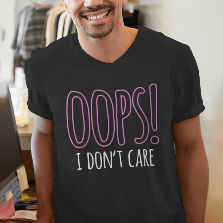 Oops I Don't Care Humor Small Talk Hater Introvert Men's V-Neck T-Shirt