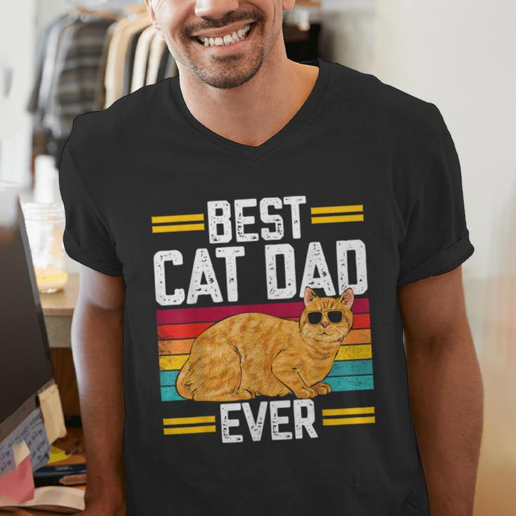 Orange Cat Best Cat Dad Ever Orange Tabby Cat Men's V-Neck T-Shirt