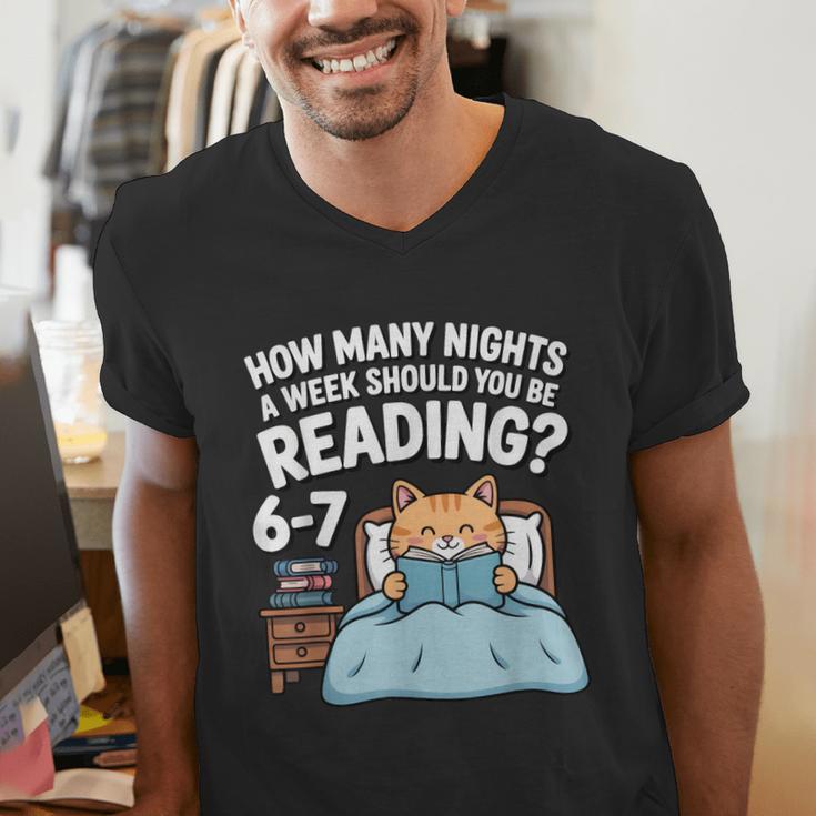 Orange Cat Reading Book 67 Six Seven Meme Men's V-Neck T-Shirt Orange Cat Reading Book 67 Six Seven Meme Men's V-Neck T-Shirt