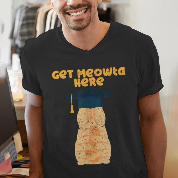 Orange Tabby Cat Graduation Distressed Shirt For Grads For Men Women Girls Kids Men's V-Neck T-Shirt