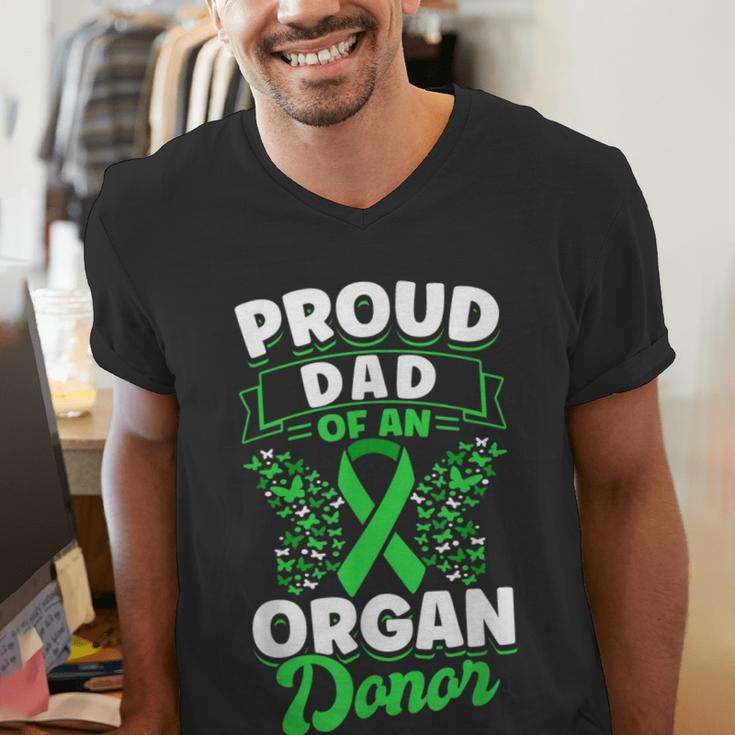 Organ Donation Green Ribbon Proud Dad Of An Organ Donor Men's V-Neck T-Shirt