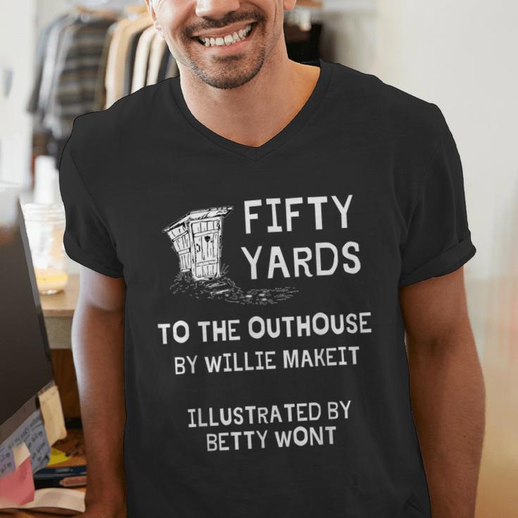 Outhouse Dad Guy Pun Humor Redneck Potty Joke Gag Men's V-Neck T-Shirt