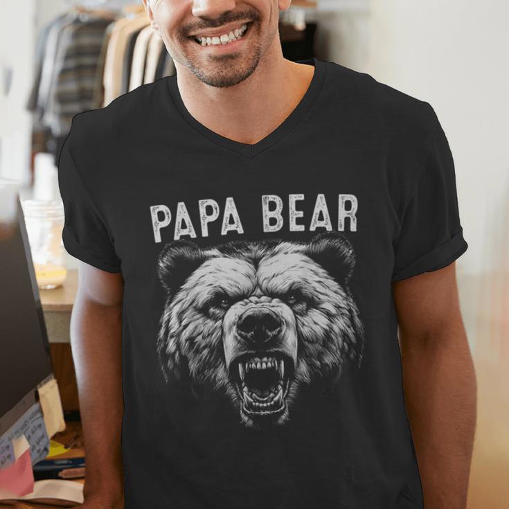 Papa Bear Best Idea Fathers Day Bear For Men Dad Men's V-Neck T-Shirt