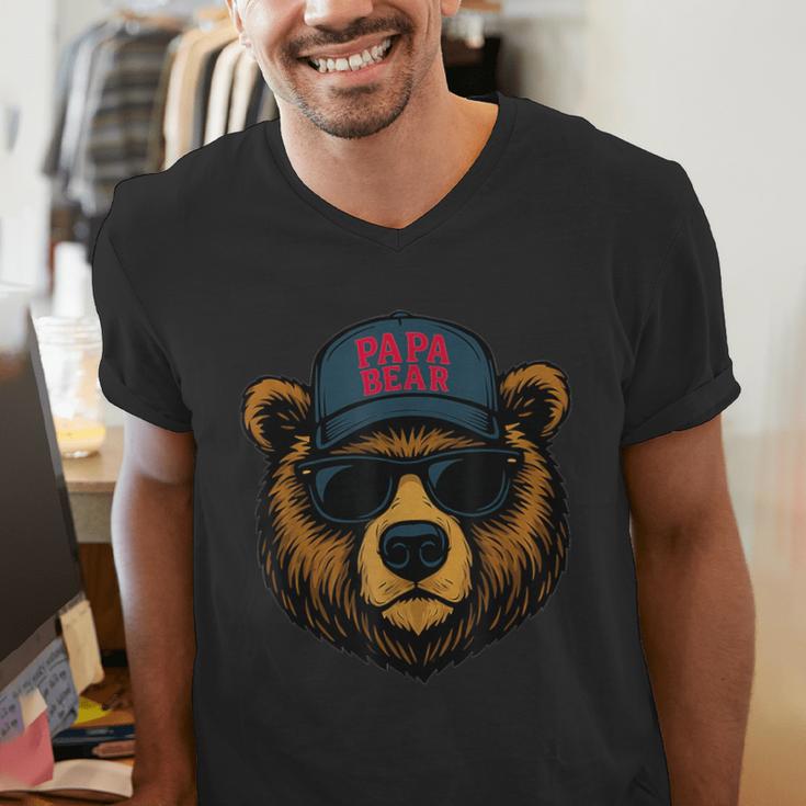 Papa Bear Father's Day Great Dad Joke Men's V-Neck T-Shirt