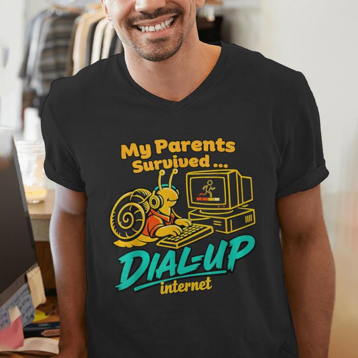 My Parents Survived Dial Up Internet Nostalgia 90s Men's V-Neck T-Shirt My Parents Survived Dial Up Internet Nostalgia 90s Men's V-Neck T-Shirt