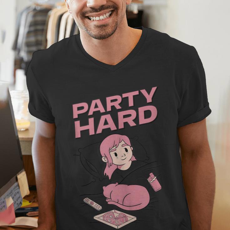 Party Hard Comfortable Stay At Home Introvert Men's V-Neck T-Shirt