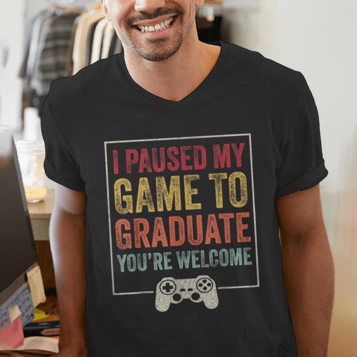 I Paused My Game To Graduate Gamer Graduation Men Boys Men's V-Neck T-Shirt
