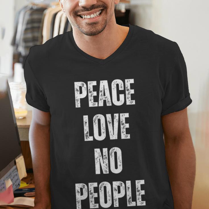 Peace Love And No People Sarcastic Humor Introvert Men's V-Neck T-Shirt Peace Love And No People Sarcastic Humor Introvert Men's V-Neck T-Shirt