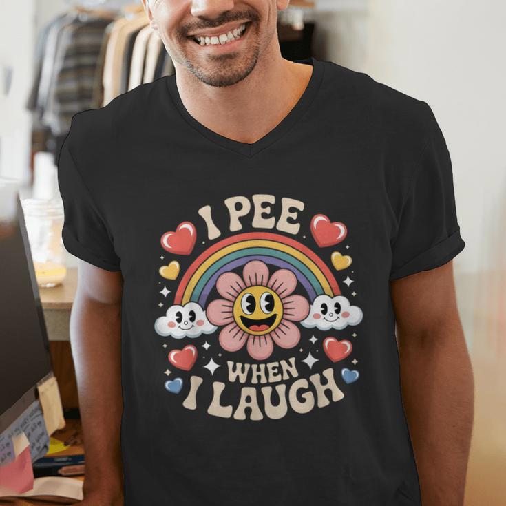 I Pee When I Laugh Adult Humor Women Men Dad Jokes Men's V-Neck T-Shirt