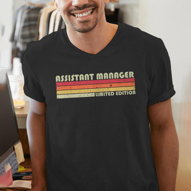 Personal Christmas Retro Vintage Graduation Assistant Manager Job Title Profession Birthday Worker Men's V-Neck T-Shirt