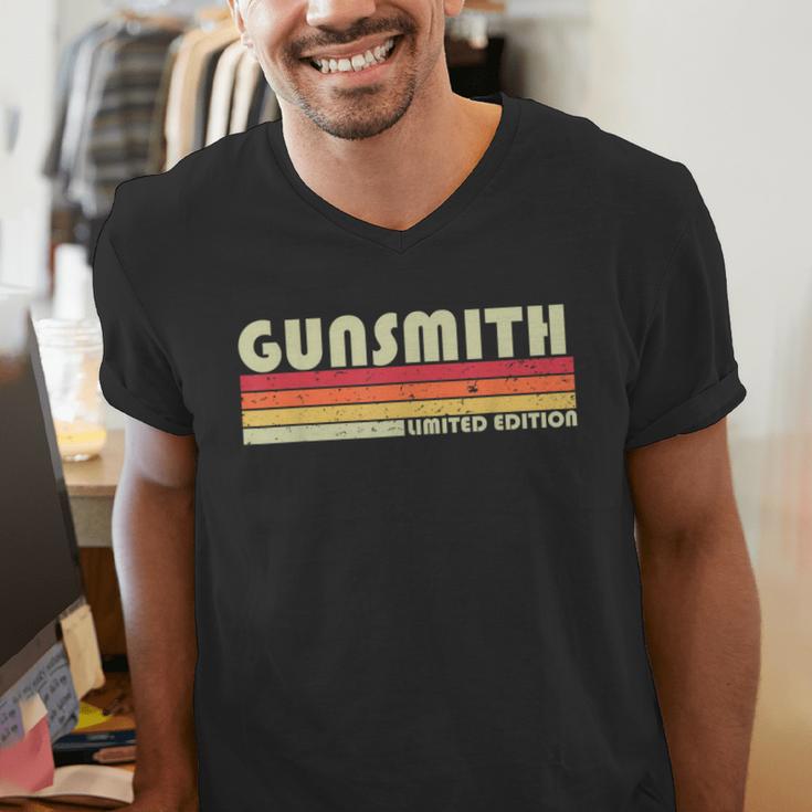 Personal Christmas Retro Vintage Graduation Gunsmith Job Title Profession Birthday Worker Idea Men's V-Neck T-Shirt