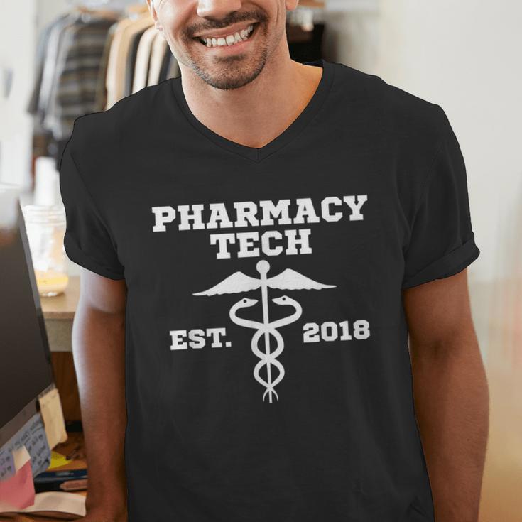 Pharmacy Tech GraduationShirt Student Est 2018 Men's V-Neck T-Shirt