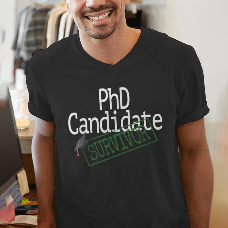 PhD Candidate Survivor Medical Doctors Graduation Doctor Men's V-Neck T-Shirt