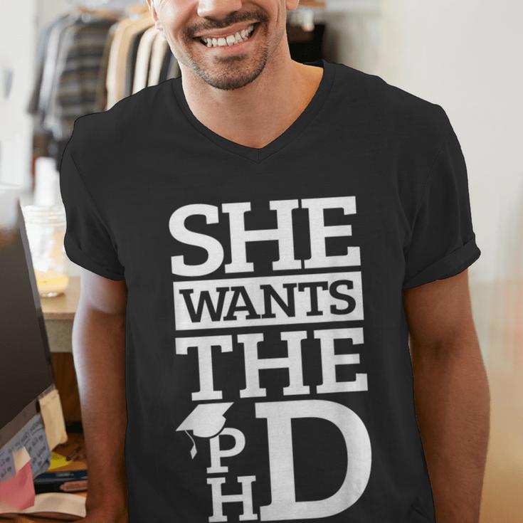 PhD Doctorate Husband Boyfriend PhD Graduation Men's V-Neck T-Shirt