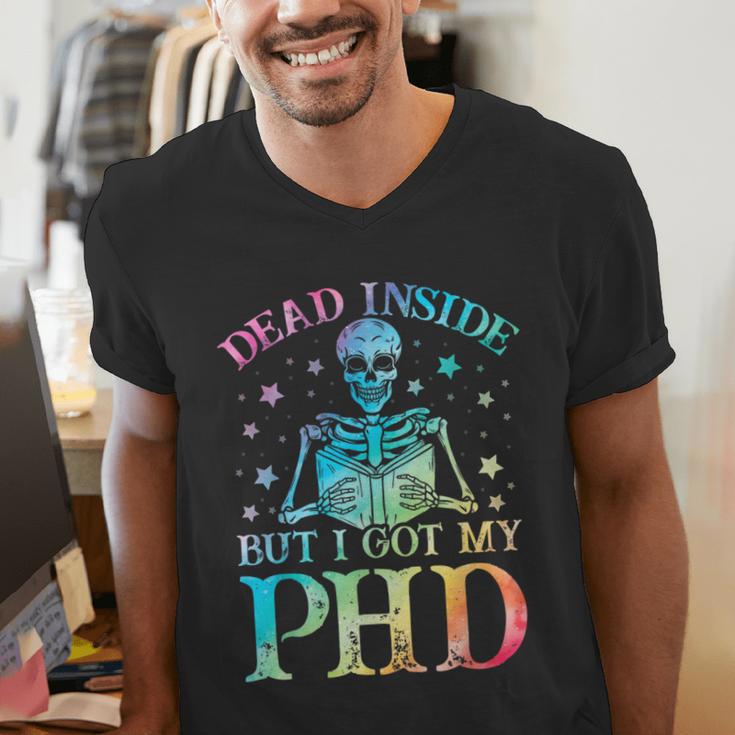 PhD Graduation Dead Inside But i Got My PhD Tie Dye Funny Men's V-Neck T-Shirt