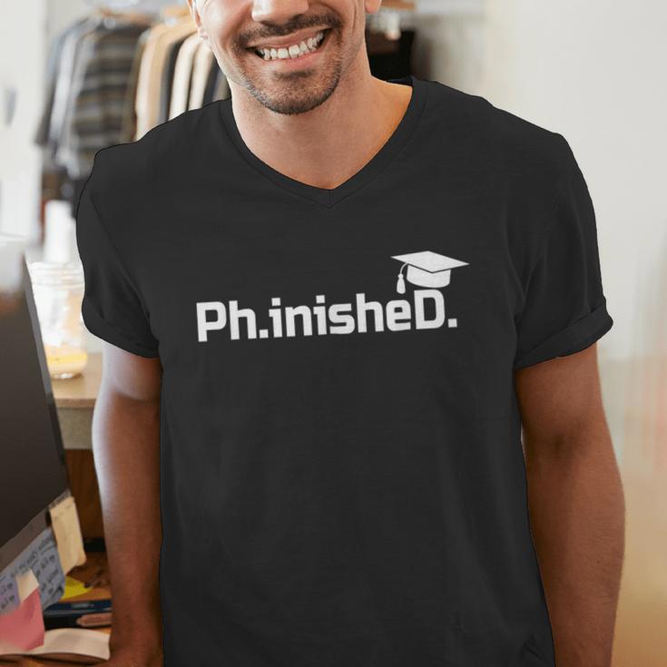 PhD Graduation Doctorate Degree Graduate PhinisheD Men's V-Neck T-Shirt