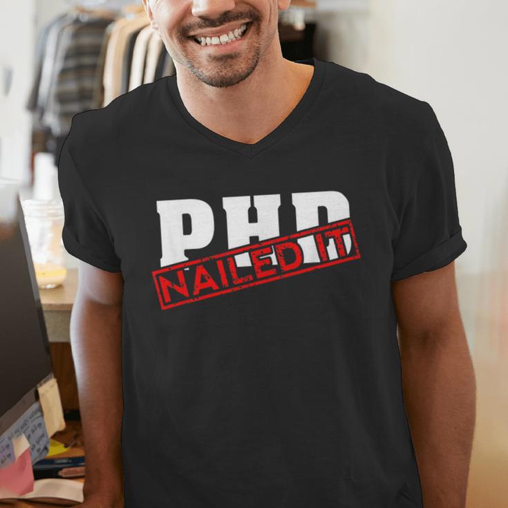 PHD Nailed It Graduation Doctorate Graduate Men's V-Neck T-Shirt