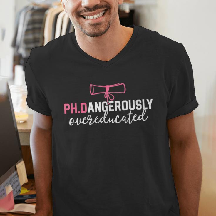 PhD Shirt Dangerously Overeducated Graduation Men's V-Neck T-Shirt