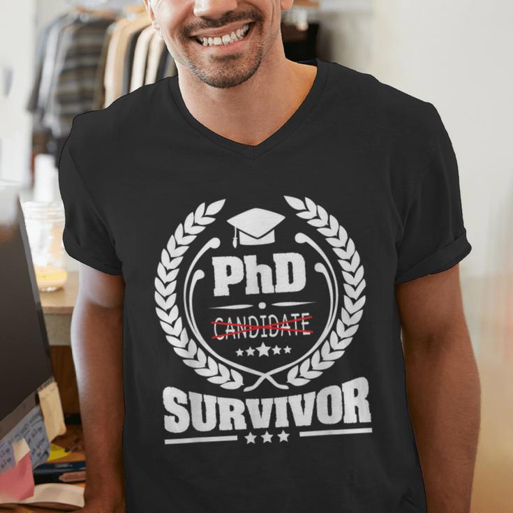 PhD Survivor Doctorate Graduate Shirt Graduation Men's V-Neck T-Shirt