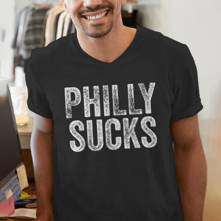 PHILLY SUCKS Philadelphia Hate City Gag Humor Dad Men's V-Neck T-Shirt