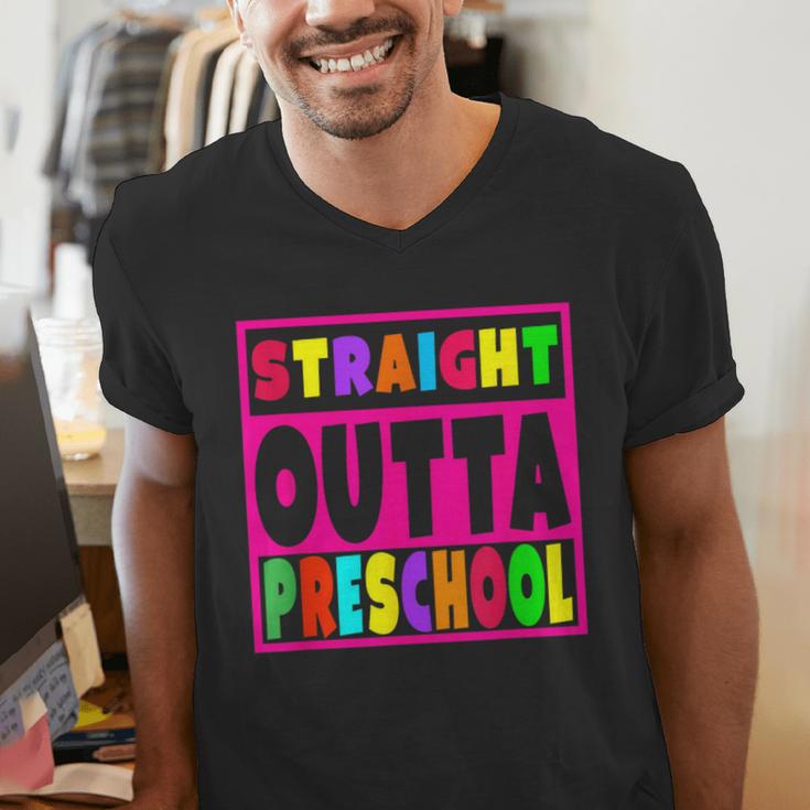 Pink STRAIGHT OUTTA Preschool PRE-K Graduation Men's V-Neck T-Shirt