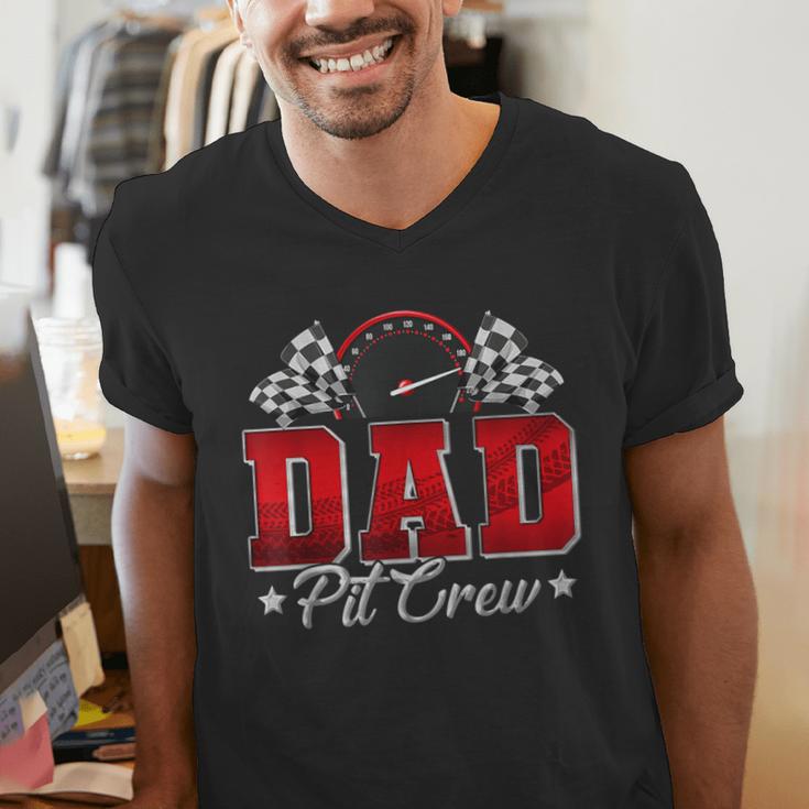 Pit Crew Race Car Racing Dad Family Birthday Party Men's V-Neck T-Shirt Pit Crew Race Car Racing Dad Family Birthday Party Men's V-Neck T-Shirt