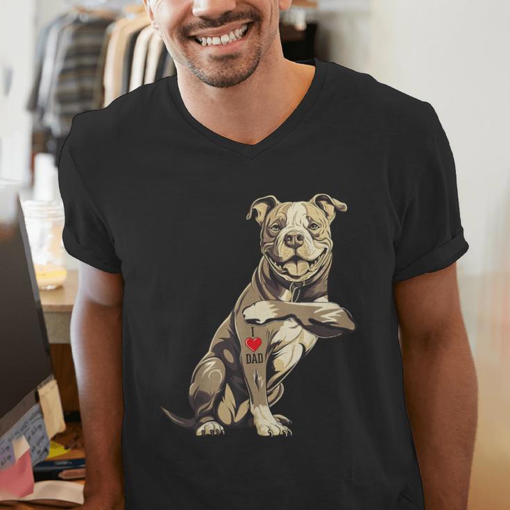 Pitbull I Love Dad Pit Bull Terrier Pettie Dog Owner Father Men's V-Neck T-Shirt Pitbull I Love Dad Pit Bull Terrier Pettie Dog Owner Father Men's V-Neck T-Shirt