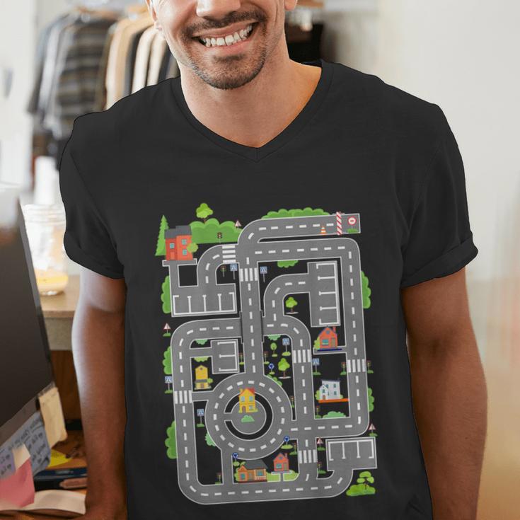 Play Cars On Dad's Back Shirt Kids And Fathers Play Men's V-Neck T-Shirt Play Cars On Dad's Back Shirt Kids And Fathers Play Men's V-Neck T-Shirt