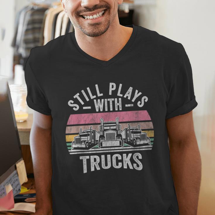 Still Plays With Trucks Nostalgia Classic Men's V-Neck T-Shirt Still Plays With Trucks Nostalgia Classic Men's V-Neck T-Shirt