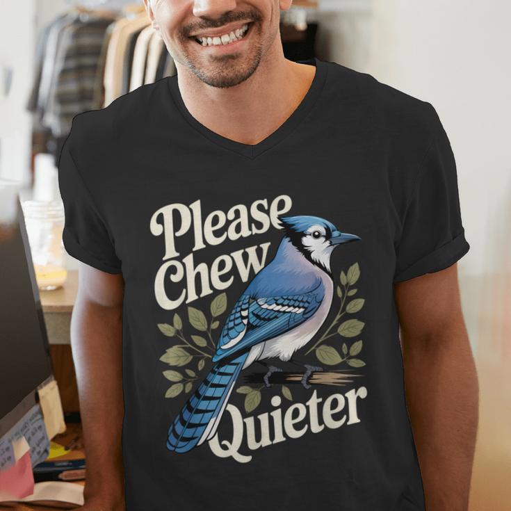 Please Chew Quieter Introvert Christmas Bird Watcher Men's V-Neck T-Shirt Please Chew Quieter Introvert Christmas Bird Watcher Men's V-Neck T-Shirt