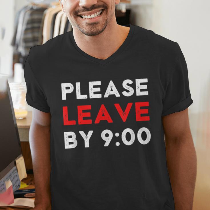 Please Leave By 9 Introvert Party Anti-Social Birthday Men's V-Neck T-Shirt Please Leave By 9 Introvert Party Anti-Social Birthday Men's V-Neck T-Shirt