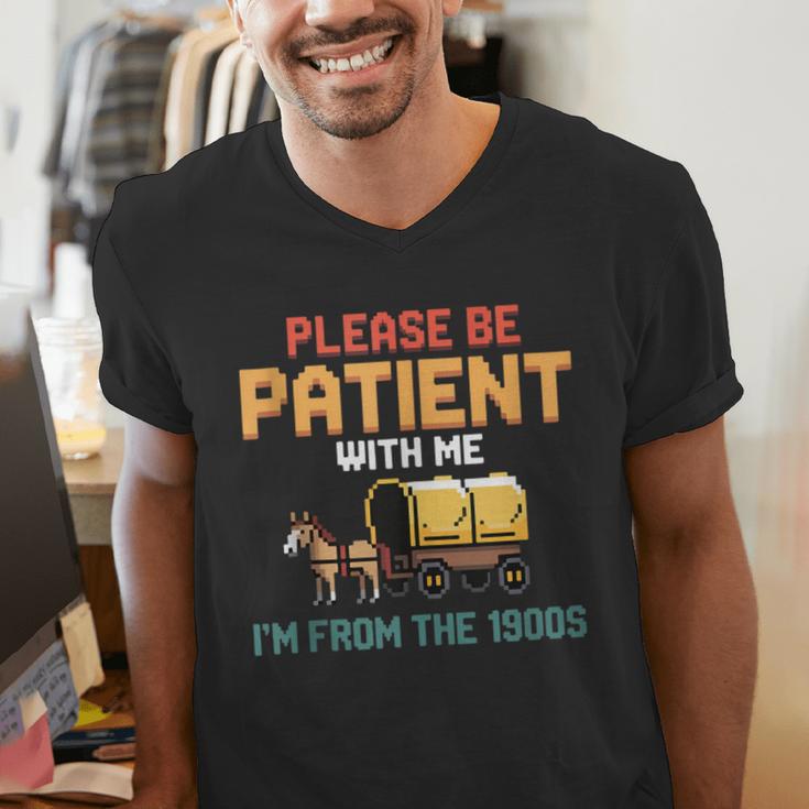 Please Be Patient With My I'm From The 1900s Old Retro Men's V-Neck T-Shirt