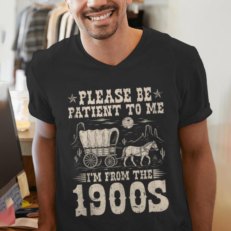 Please Be Patient To Me I'm From The 1900s Wild West Vintage Men's V-Neck T-Shirt