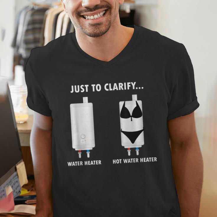 Plumber Hot Water Heater Plumbing Dad Joke Men's V-Neck T-Shirt Plumber Hot Water Heater Plumbing Dad Joke Men's V-Neck T-Shirt