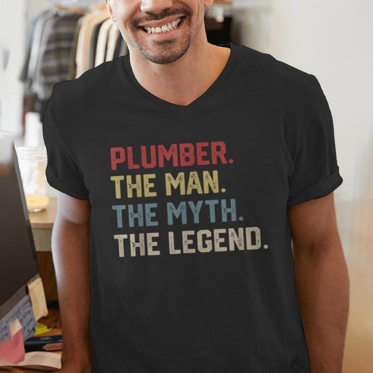 Plumber The Man The Myth The Legend Dad Hero Men's V-Neck T-Shirt