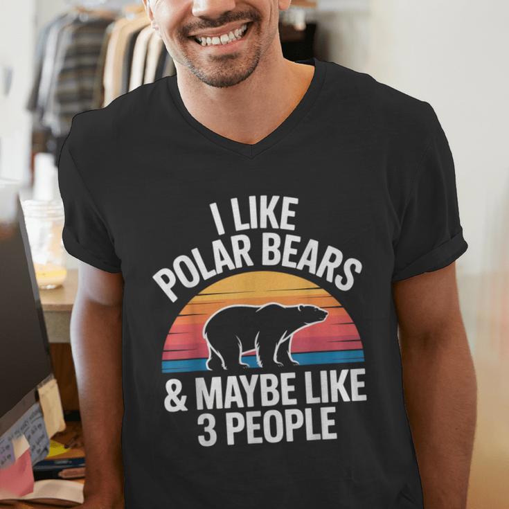 I Like Polar Bears Maybe 3 People Sarcastic Introvert Humor Men's V-Neck T-Shirt I Like Polar Bears Maybe 3 People Sarcastic Introvert Humor Men's V-Neck T-Shirt
