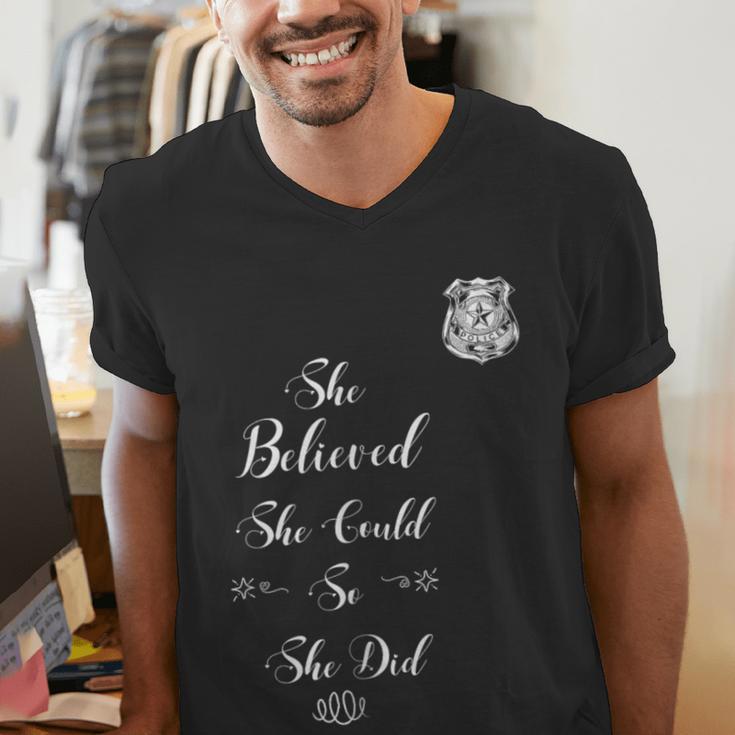 Police Academy Graduation She Believed She Could So She Did Men's V-Neck T-Shirt