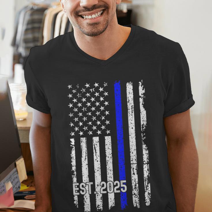 Police Graduation Est 2025 Back Print Police Academy Vintage Men's V-Neck T-Shirt