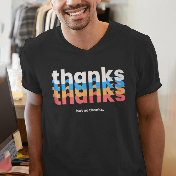 Polite Introvert Thanks But No Thanks Retro Graphic Men's V-Neck T-Shirt