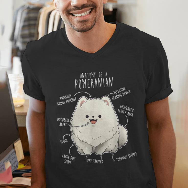 Pomeranian Anatomy Cute Pet Pom Mom Dog Dad For Men Women Girls Kids Men's V-Neck T-Shirt