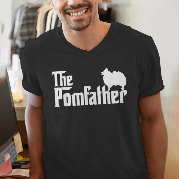 Pomeranian Father Dad The Pom Father Dog Lover Small Men's V-Neck T-Shirt
