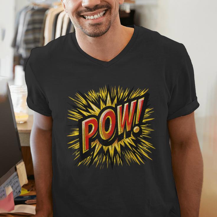 POW Comic Book Retro Artwork – Cartoon Collector Men's V-Neck T-Shirt
