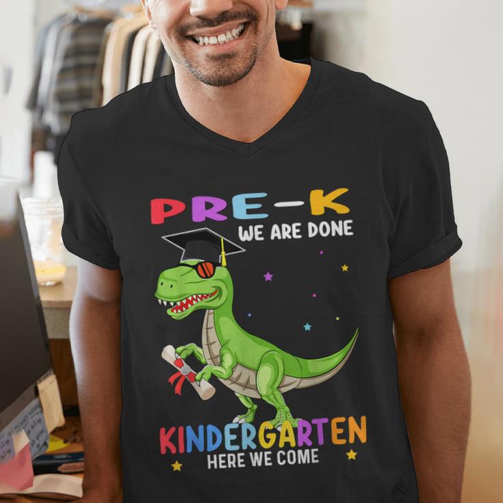 Pre k Graduation We Are Done Class 2023 Pre-k Dinosaur Boys Men's V-Neck T-Shirt