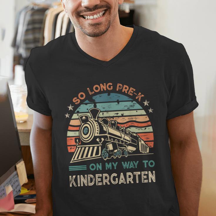 Pre-k Graduation To Kindergarten Retro Vintage Train Kids Men's V-Neck T-Shirt
