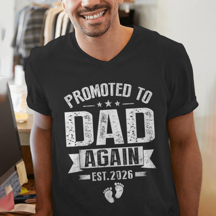 Promoted To Dad Again Est 2026 Pregnancy Announcement Men's V-Neck T-Shirt Promoted To Dad Again Est 2026 Pregnancy Announcement Men's V-Neck T-Shirt