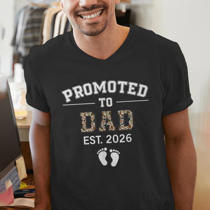 Promoted To Dad Est 2026 For Men Fathers Matching Men's V-Neck T-Shirt Promoted To Dad Est 2026 For Men Fathers Matching Men's V-Neck T-Shirt