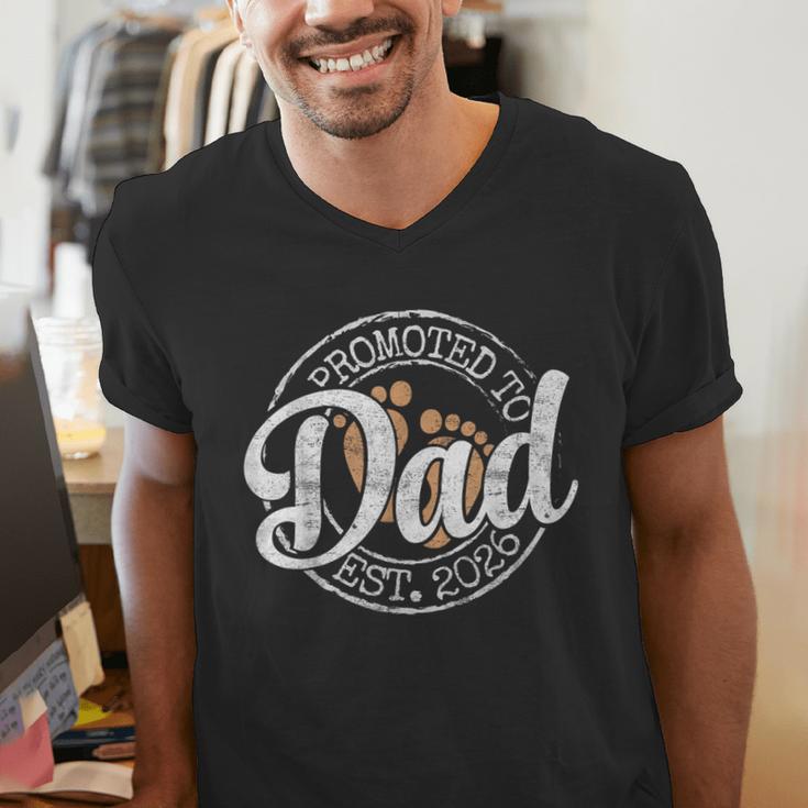 Promoted To Dad Est 2026 Stamp First Time Daddy To Be Men's V-Neck T-Shirt