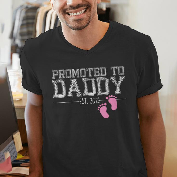 Promoted To Daddy Est 2026 Shirt New Daddy New Dad Men's V-Neck T-Shirt