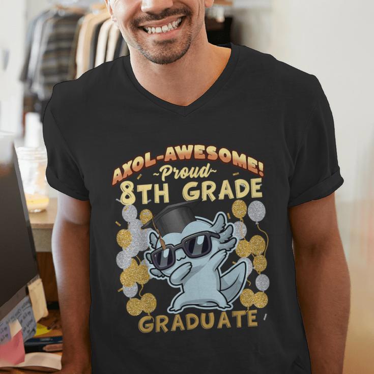 Proud 8th Grade Graduate Axolotl Graduation Eighth Men's V-Neck T-Shirt